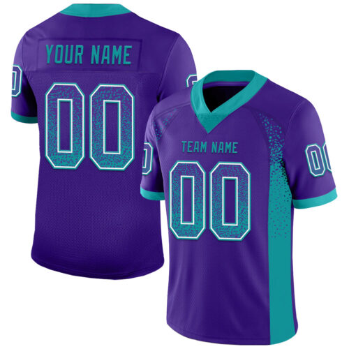 Custom Purple Teal-White Drift Fashion Football Jersey