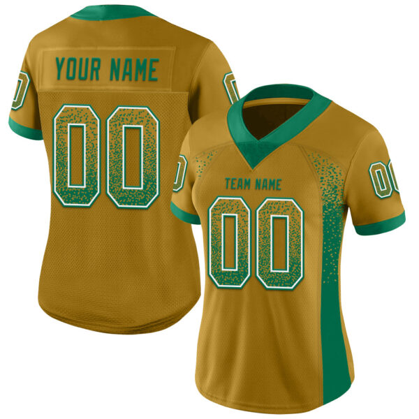 Custom Old Gold Kelly Green-White Drift Fashion Football Jersey