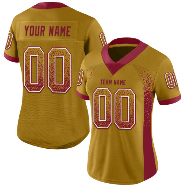 Custom Old Gold Crimson-White Drift Fashion Football Jersey