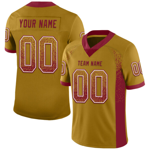 Custom Old Gold Crimson-White Drift Fashion Football Jersey