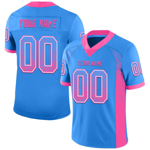 Custom Powder Blue Pink-White Drift Fashion Football Jersey