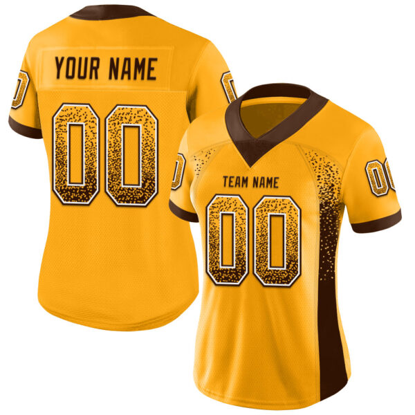 Custom Gold Brown-White Drift Fashion Football Jersey