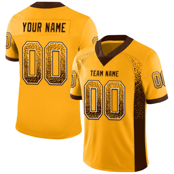 Custom Gold Brown-White Drift Fashion Football Jersey