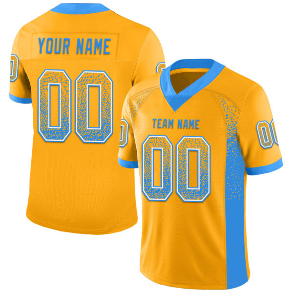 Custom Gold Powder Blue-White Drift Fashion Football Jersey