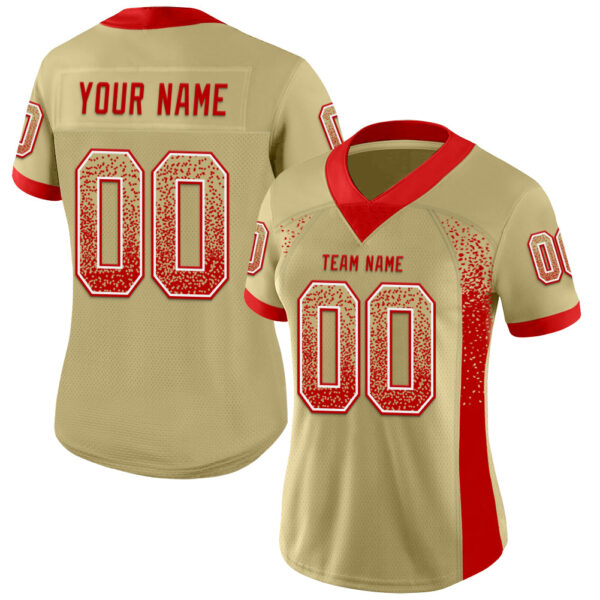 Custom Vegas Gold Red-White Drift Fashion Football Jersey