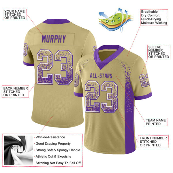 Custom Vegas Gold Purple-White Drift Fashion Football Jersey