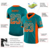 Custom Teal Orange-White Drift Fashion Football Jersey