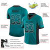 Custom Teal Black-White Drift Fashion Football Jersey