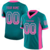 Custom Teal Pink-White Drift Fashion Football Jersey