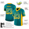 Custom Teal Gold-White Drift Fashion Football Jersey