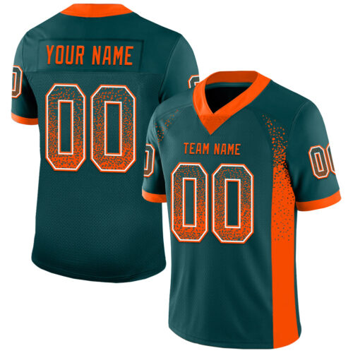 Custom Midnight Green Orange-White Drift Fashion Football Jersey