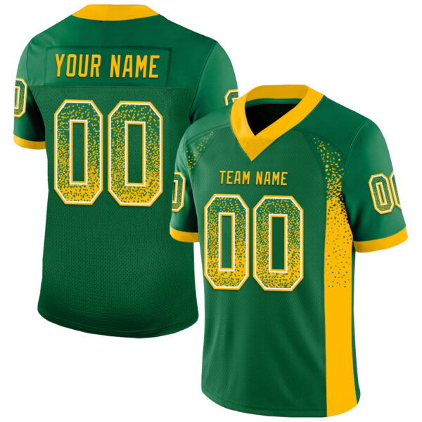 Drift0106 Custom Kelly Green Gold-White Drift Fashion Football Jersey