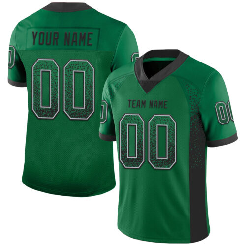 Custom Kelly Green Black-Gray Drift Fashion Football Jersey