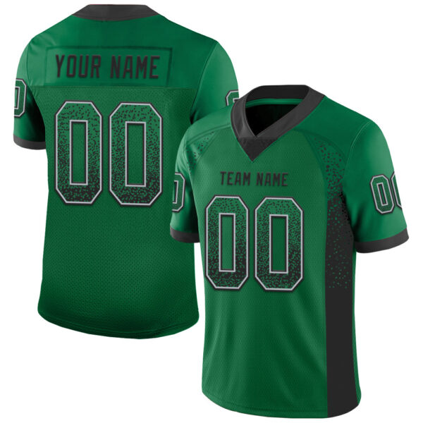 Custom Kelly Green Black-Gray Drift Fashion Football Jersey
