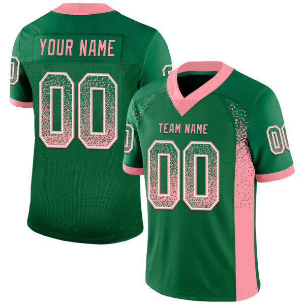 Custom Kelly Green Medium Pink-White Drift Fashion Football Jersey
