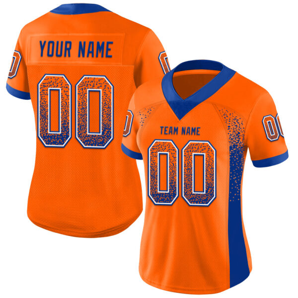 Custom Orange Royal-White Drift Fashion Football Jersey