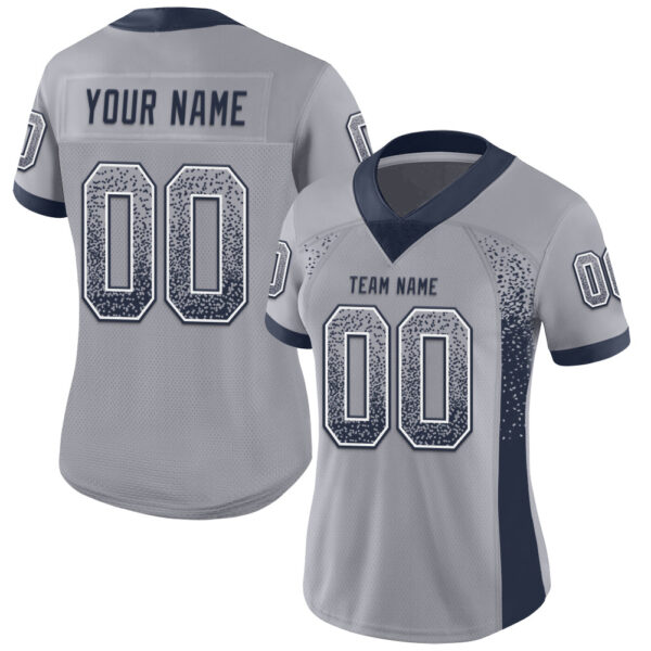 Custom Gray Navy-White Drift Fashion Football Jersey