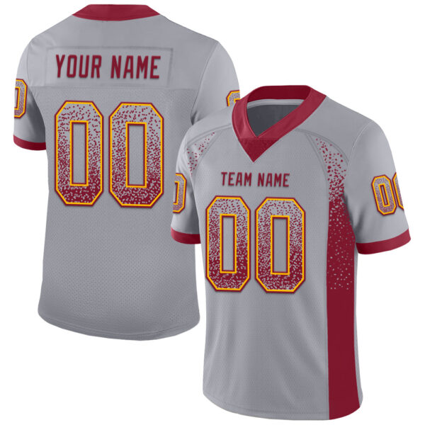Custom Gray Crimson-Gold Drift Fashion Football Jersey
