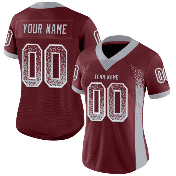 Custom Burgundy Gray-White Drift Fashion Football Jersey