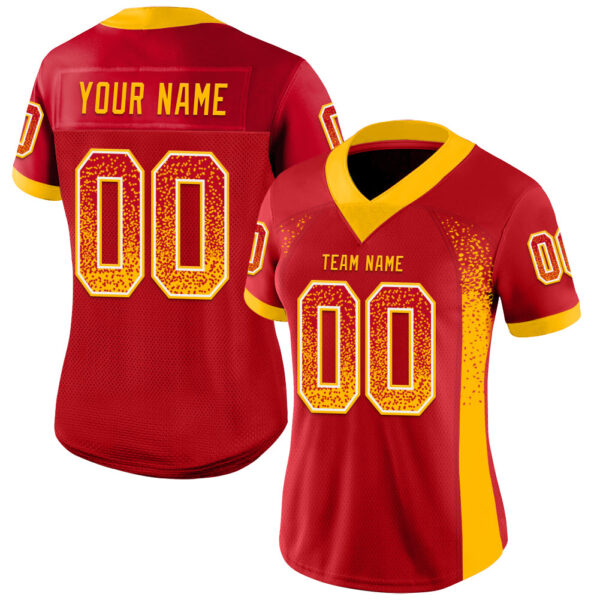 Custom Red Gold-White Drift Fashion Football Jersey