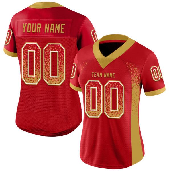 Custom Red Old Gold-White Drift Fashion Football Jersey