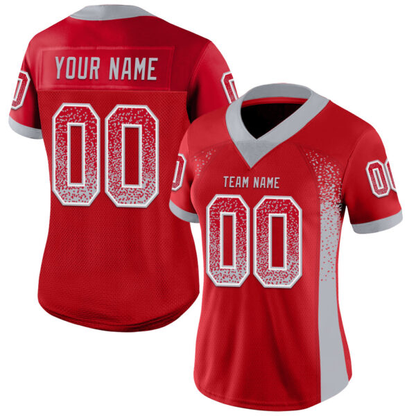 Custom Red Gray-White Drift Fashion Football Jersey