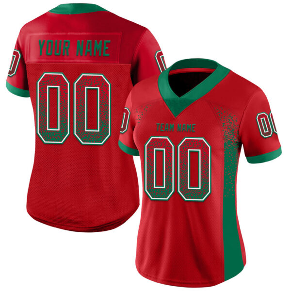 Custom Red Kelly Green-White Drift Fashion Football Jersey