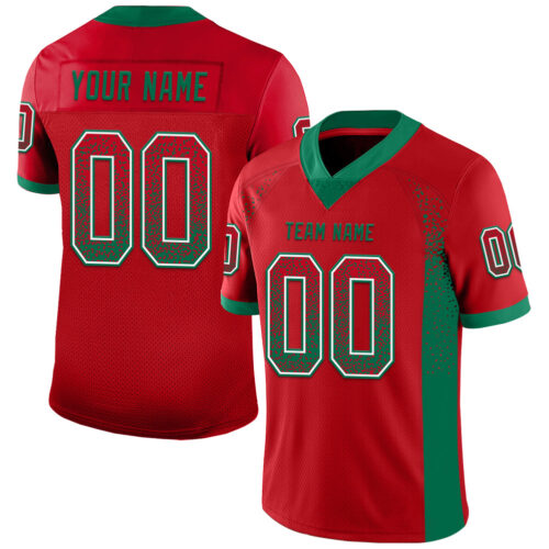 Custom Red Kelly Green-White Drift Fashion Football Jersey