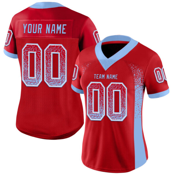 Custom Red Light Blue-White Drift Fashion Football Jersey