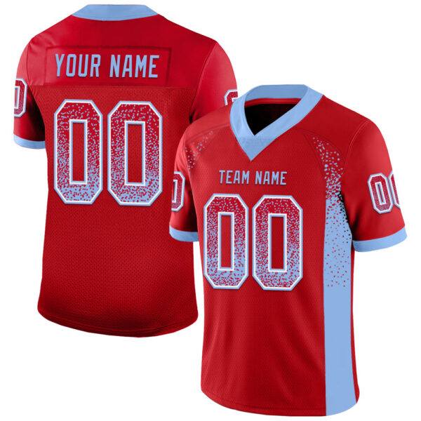 Custom Red Light Blue-White Drift Fashion Football Jersey