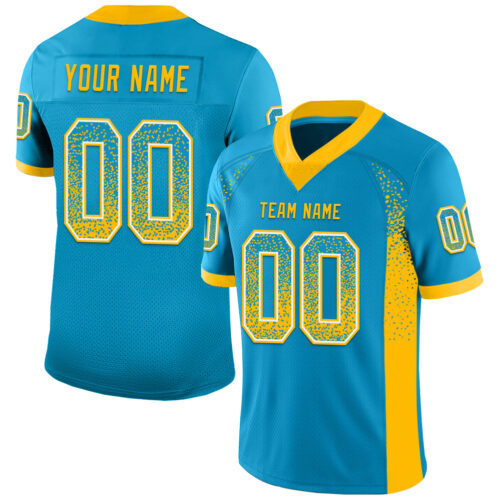 Drift0142 Custom Panther Blue Gold-White Drift Fashion Football Jersey