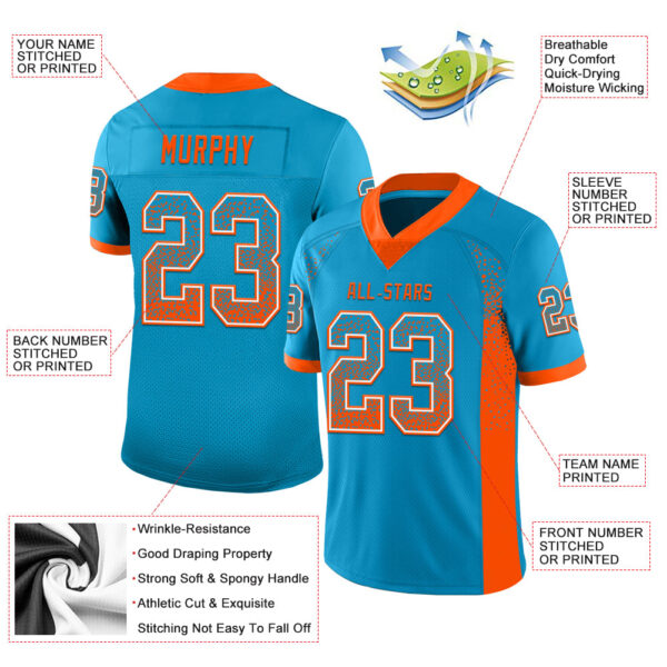 Custom Panther Blue Orange-White Drift Fashion Football Jersey