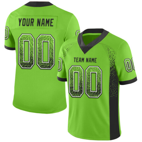 Drift0144 Custom Neon Green Black-White Drift Fashion Football Jersey
