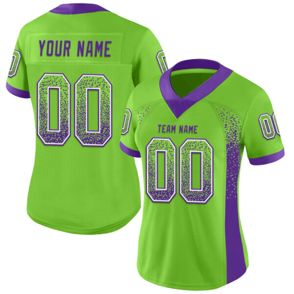 Custom Neon Green Purple-White Drift Fashion Football Jersey