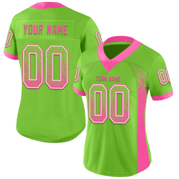 Custom Neon Green Pink-White Drift Fashion Football Jersey