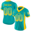 Custom Aqua Yellow-White Drift Fashion Football Jersey