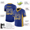 Custom Royal Old Gold-White Drift Fashion Football Jersey