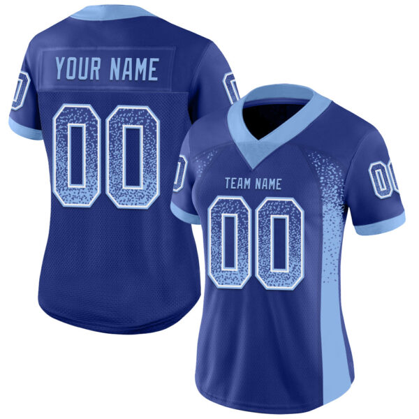 Custom Royal Light Blue-White Drift Fashion Football Jersey
