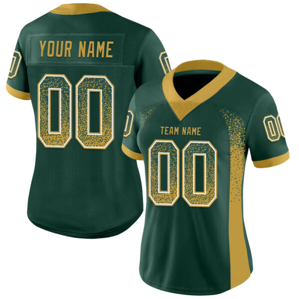 Custom Green Old Gold-White Drift Fashion Football Jersey