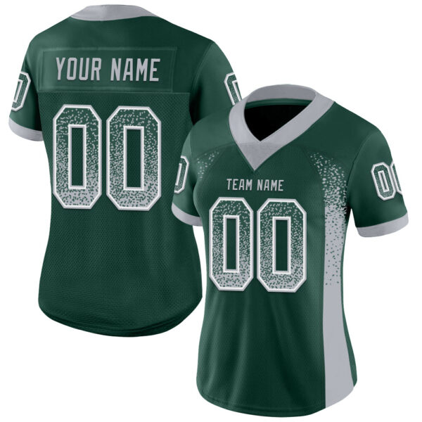 Custom Green Gray-White Drift Fashion Football Jersey