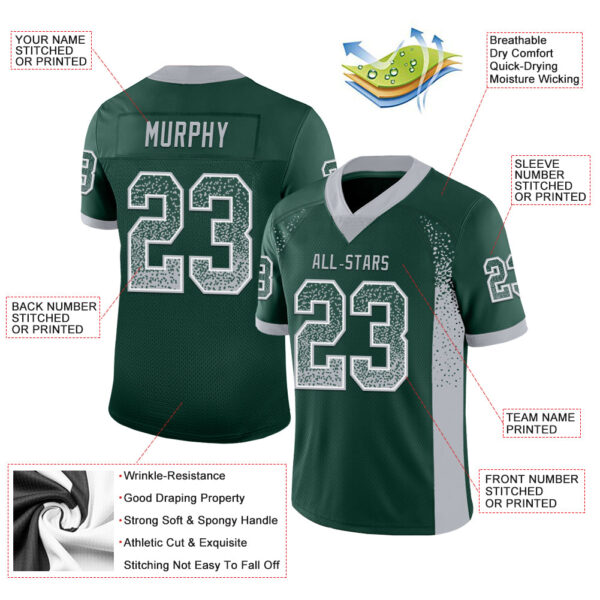 Custom Green Gray-White Drift Fashion Football Jersey
