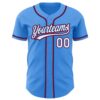Custom Electric Blue White Royal-Red Authentic Baseball Jersey