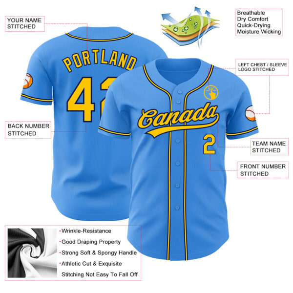 Custom Electric Blue Yellow-Navy Authentic Baseball Jersey