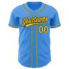 Custom Electric Blue Yellow-Black Authentic Baseball Jersey