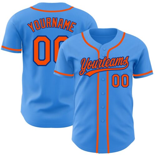 ElectricBlue0010 Custom Electric Blue Orange-Royal Authentic Baseball Jersey