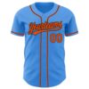 Custom Electric Blue Orange-Black Authentic Baseball Jersey