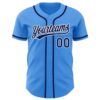 Custom Electric Blue Navy-White Authentic Baseball Jersey