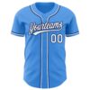 Custom Electric Blue White-Navy Authentic Baseball Jersey