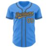 Custom Electric Blue Old Gold-Navy Authentic Baseball Jersey