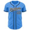 Custom Electric Blue Black-White Authentic Baseball Jersey